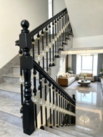 Balustres d'escalier de style minimaliste de luxe, type boule de cristal, garde-corps d'escalier, poteaux d'escalier, balustres métalliques pour la villa