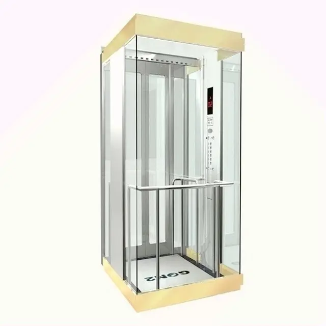 Electric Panoramic Elevators Glass Elevators Lift With Glass Car For 16 Persons Used In Large Supermarket