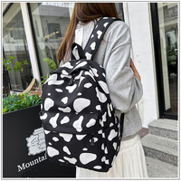 Tas ransel santai siswa kapasitas besar kustom Set tas pensil motif macan tutul cetak sapi dengan tas makan siang