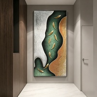 Peinture à l'huile abstraite murale 3D de luxe sur toile, motif neuf poissons dorés, peinte à la main, décoration moderne à suspendre, grande taille personnalisée