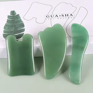 Groothandel Hoge Kwaliteit Groene Aventurine Crystal Gua Sha Massage Gezichts Jade Gus Sha Set