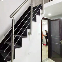Système de garde-corps extérieur moderne GB, montage supérieur et latéral, poteau de balustrade avec barre transversale, acier inoxydable 316, surface noire