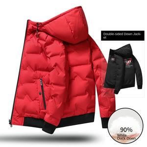 Nuovo Cappotto Invernale da Uomo Streetwear Bomber con Cappuccio Imbottito in Piuma d'Oca Bianca Caldo e Reversibile Produzione di Fabbrica - Product Image 2