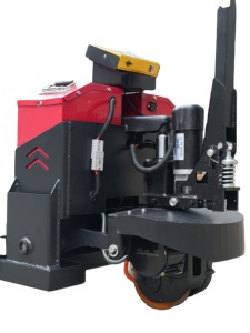 Transpalette Électrique 2 Tonnes de Capacité Moteur DC Utilisation Debout Intérieur Design Rouge et Noir - Product Image 6