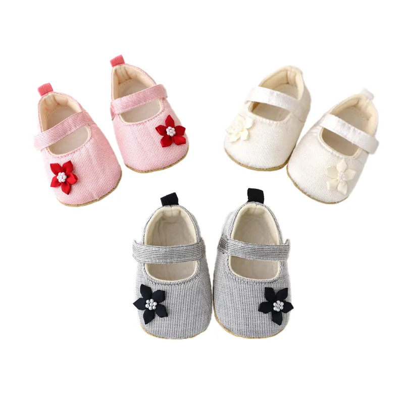 أحذية أميرة للأطفال الرضع والصغار والمرضعين 0-12 شهرًا غير زالقة مصنوعة من الكروشيه المُزينة بالزهور تُباع بالجملة