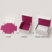 Boîte Cadeau Rose Blanche et Magenta Personnalisable avec Impression, Fermeture Magnétique Rigide, Pliable, Gaufrée, Vente en Gros Direct Usine, Emballage Plat