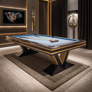 <span class=keywords><strong>Table</strong></span> de billard américaine de luxe moderne 7/8/9 pieds, 9 boules, personnalisée, pieds en bois massif en forme de V, qualité tournoi, poches en cuir véritable - Product Image 1
