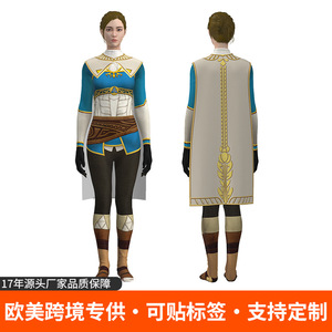 Disfraz de Zelda para mujer, traje de cosplay con capa para adultos, atuendo de juego de rol de Halloween inspirado en Breath Of The Wild - Product Image 4