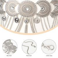 Chaîne de taille JULUN, chaîne de jean, ceinture à chaîne, disque en filigrane argenté avec pompon, franges superposées, accessoire de style bohème