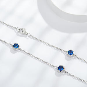 Bracelet chaîne unisexe en saphir cultivé en laboratoire de 4 mm en silicone, bijoux de mode - Product Image 2