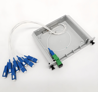 1x8 jenis kaset Splitter PLC, tipe SC/UPC, kotak ABS pemisah PLC, penyebar tinggi PDL rendah untuk sistem GPON FTTH FTTx