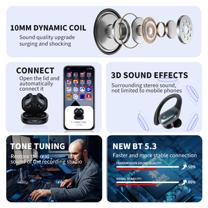 OME không dây mini kinh doanh Tai nghe chơi game chống thấm tiếng ồn hủy bỏ thể thao EarBuds Microphone hiển thị kỹ thuật số pin JL - Product Image 4