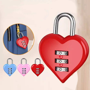 Gembok Kunci Kata Sandi Bentuk Hati untuk Hadiah Pernikahan, Bahan Zinc Alloy Lapis Bubuk Anti Air, Keamanan Tinggi, Logo OEM - Product Image 4