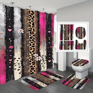 Cortina de Ducha Floral de Poliéster, Cortina de Baño con Impresión Digital Personalizada, Juego de Cortinas de Ducha Impermeables, Venta al por Mayor 9 - Product Image 1