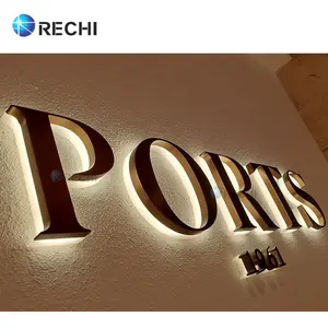 RECHI Custom Retail Shop front Zeichen 3D beleuchtete Edelstahl Hintergrund beleuchtung Led Channel Letter Sign Marke Werbung Logo Beschilderung