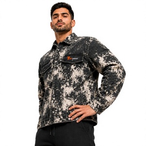 Blousons en jean oversize pour hommes – Vente en gros – Blouson en jean personnalisé délavé pour hommes – Style vintage, streetwear, décontracté, mode, vêtements de travail - Product Image 1