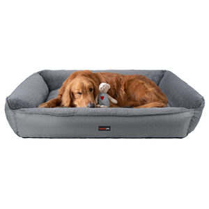 Coussin pour chien Howlsalute rectangulaire gris en polaire corail, résistant à l'eau, garnissage en mousse à mémoire de forme, moderne, doux, housse amovible et lavable, léger - Product Image 1