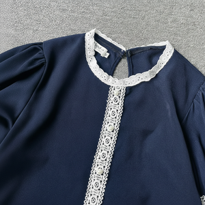 Blusa holgada informal de gasa de verano para mujer, cuello en V, detalle de borlas, camisetas de manga corta de Color sólido, venta al por mayor - Product Image 1