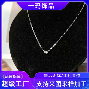 สร้อยคอจี้เพทายสี่เหลี่ยมทรงเรขาคณิตสำหรับผู้หญิงสวมใส่ในชีวิตประจำวันสร้อยเงินอี้กำเนิด - Product Image 5