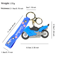 Porte-clés mousqueton en PVC et caoutchouc, modèle moto de simulation, en alliage de zinc, avec impression numérique, accessoire pendentif pour sac à dos