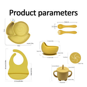 Nouveauté Bol en silicone pour bébé avec plaque d'aspiration en stock, qualité alimentaire, bavoir bébé avec cuillère et fourchette - Product Image 3