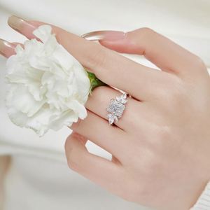 Bagues de fiançailles Dylam 3CT en argent sterling 925 pour femmes, bagues de promesse à taille radiant pour elle, alliances en zircone cubique 8A CZ - Product Image 4