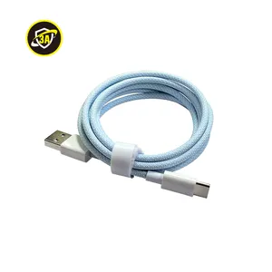 1.5米马卡龙蓝60w超快速充电USB A至USB C型电缆，适用于小米的iPhone 15