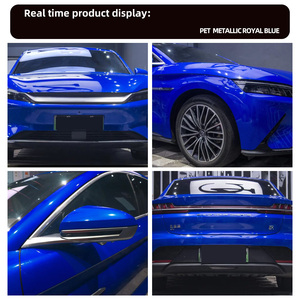 Pellicola Adesiva Decorativa per Carrozzeria Auto, Blu Zaffiro Metallizzato Lucido in PET, per <span class=keywords><strong>Wrapping</strong></span> Auto e Cambio <span class=keywords><strong>Colore</strong></span> - Product Image 2