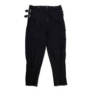 Pantalones Cargo Harem Negros para Hombre, Estilo Punk, Cintura Alta, con Hebilla, Pliegues y Cierre de Cremallera, Estilo Urbano Gótico - Product Image 1