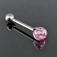 Gaby F136 Anneau de piercing pour la langue en Titane avec boule disco et petites pierres en forme d'ampoule, filetage interne