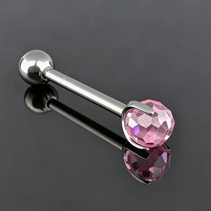 Piercing de Lengua Gaby F136 de Titanio con Bola de <span class=keywords><strong>Discoteca</strong></span> y Piedras Pequeñas, Anillo de Lengua con Rosca Interna - Product Image 3