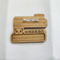 Label Nama kayu bambu kustom ramah lingkungan lencana nama dapat digunakan kembali