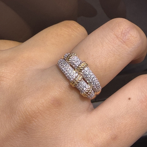 Aazuo 18K แหวนข้อต่อทำจากไม้ไผ่ประดับเพชรธรรมชาติแท้สีเหลืองทองแบบวินเทจเหมาะสำหรับใส่ในชีวิตประจำวันเป็นของขวัญสำหรับงานเลี้ยงวันเกิดของผู้หญิง - Product Image 4