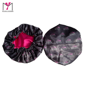 MUYANG Custom Logo Satin Hair <b>Bonnet</b> for Curly Hair Wholesale Large African Print Double Layer Reversible - Product Image 5