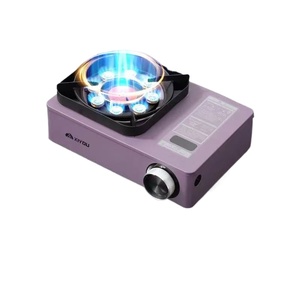 Réchaud <span class=keywords><strong>à</strong></span> gaz butane portable 8800W <span class=keywords><strong>à</strong></span> trois brûleurs et neuf feux, modèle 2026, pour camping en extérieur, avec support coupe-vent et étui de transport - Product Image 1