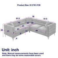 81,5-Zoll Übergroßes Konvertierbares Modulares L-förmiges Ecksofa-Set 5-Sitzer mit Memory-Schaum-Kissen für Wohnzimmer