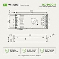 WHOOSH 300W 5V 60A Catu Daya Layar LED Semi-Potted Tanpa Kipas IP20 AC DC untuk Modul Layar LED Dalam Ruangan