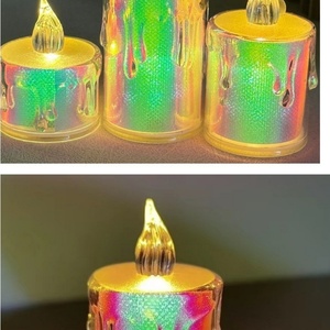 Luxury Led Iridescent <b>Tea</b> <b>Light</b> Candles Battery Operated Flameless Candle Gift Home Wedding Decor Electric Pillar Aura Candles - Product Image 6