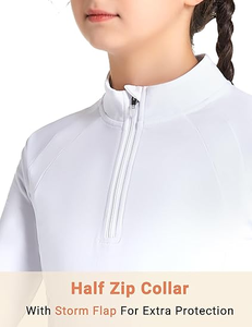 Chemise de sport en spandex pour filles - Trous pour les pouces, style équestre, <span class=keywords><strong>veste</strong></span> d'<span class=keywords><strong>équitation</strong></span> chaude à demi-zip pour enfants - Product Image 3