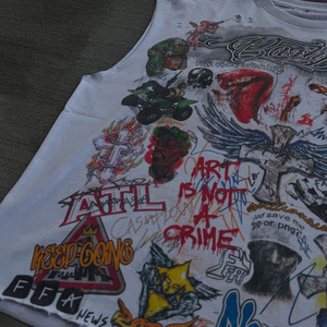 Custom Cotton Vintage <b>Distressed</b> Acid Wash Dtg Printing Oversized Sportswear Vest Streetwear Sleeveless T-Shirt for Men Tank <b>Top</b> - Product Image 3