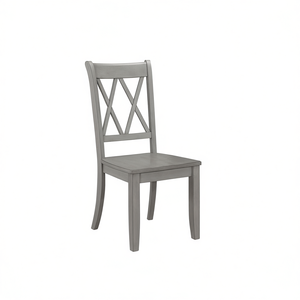 Silla de Comedor Informal con Acabado Gris, Chapa de Pino, Respaldo Doble en X, Diseño Transicional, Muebles para el Hogar - Product Image 1