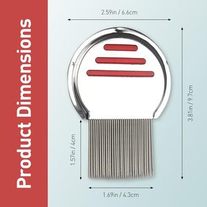 Peigne anti-poux en métal pour cheveux humains, en acier inoxydable, pour enfants, vente en gros - Product Image 2