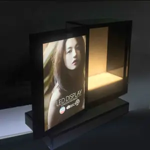 Kotak Display Parfum Riasan Akrilik, Kelas Atas Rak Display Display LED Iklan Kosmetik Hitam Perspex