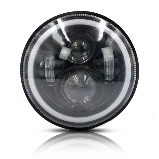 7 Inch Led Headlight H4 DRL Round Headlights Yellow & White Angel Eye for Jeep Wrangler Lada Niva 4x4 50W 30W