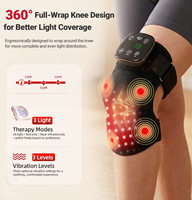 Attelle de Genou Portable à Thérapie par Lumière Rouge LED 660nm 850nm, à Triple Puce, avec Vibration Réglable, Rechargeable et Contrôle Intelligent
