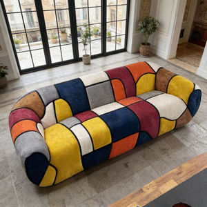 Juego de Sofás de Terciopelo de Lujo <span class=keywords><strong>Picasso</strong></span> Elements, Diseño Original Estilo Villa, Relleno de Espuma de Alta Resiliencia, Tela Colorida para Sala de Estar - Product Image 3