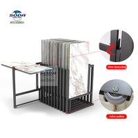 Présentoir de sol moderne sur mesure pour carreaux de bois et marbre, rotatif à 360 degrés, coulissant, écologique, pour la vente au détail