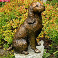 YOUFINE Statue de dogue allemand grandeur nature en bronze personnalisée, sculpture de chien assis pour la décoration de jardin