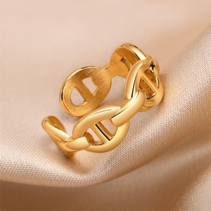 แหวนปรับขนาดได้ Never Fade Jewelry ชุบทอง 18k สำหรับผู้หญิง - Product Image 5