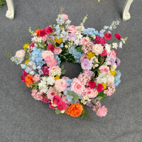 Bunga Pernikahan Musim Panas Warna-warni Populer, Rangkaian Bunga Mawar Pink dan Peony Buatan untuk Dekorasi Acara Pesta